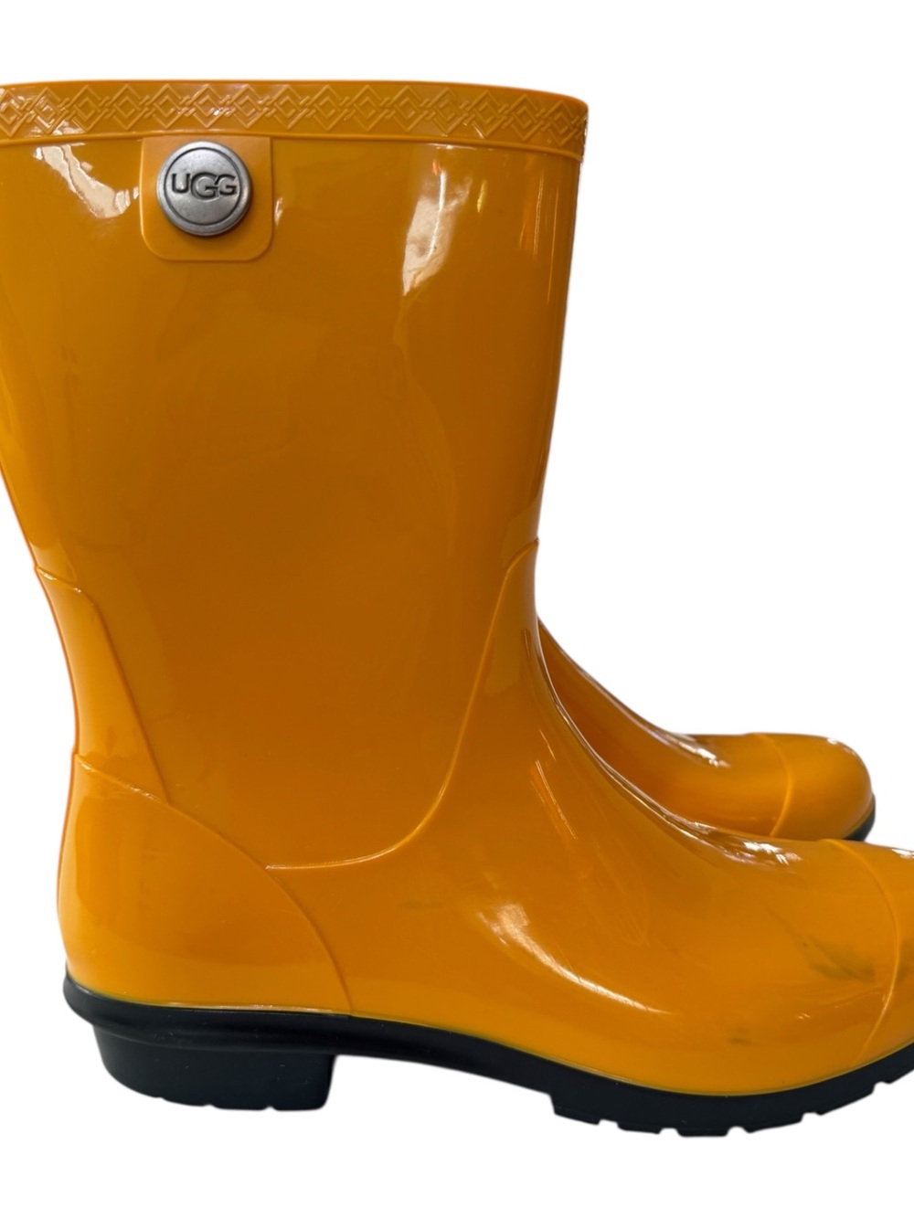 UGG Sienna Rain Boots Yellow Gloss Waterproof Rubber Calf Sz 9 - Picture 4 of 12